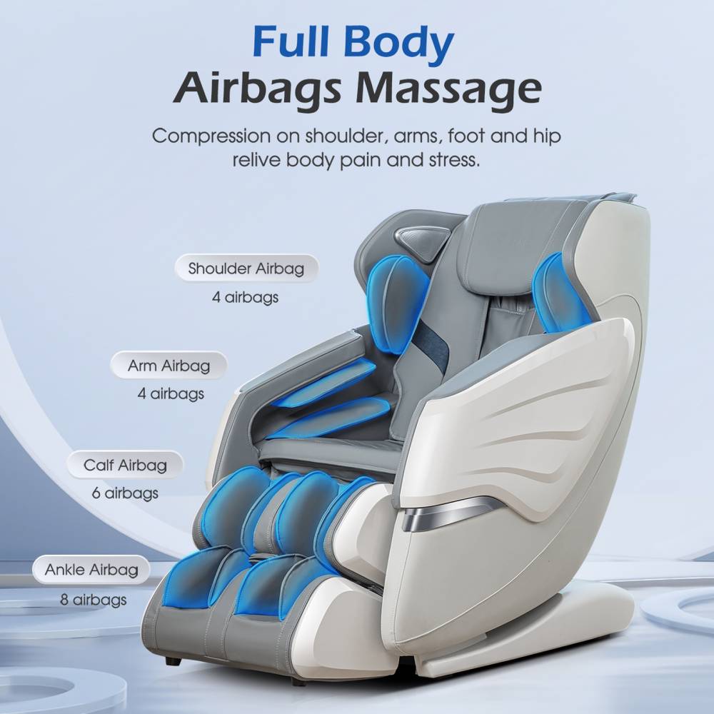 Zero Gravity Back Heated Full Body Massage Chair With Handheld Controller | White