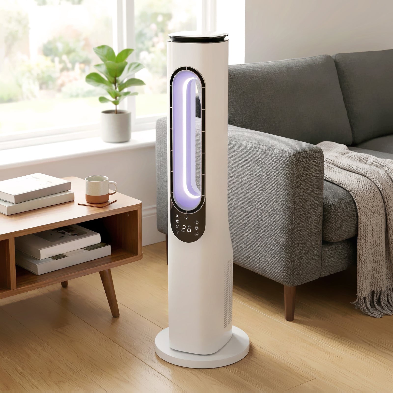 HOMCOM Bladeless Tower Fan, 35db Standing Cooling Fan With 50° Oscillating