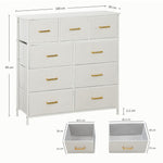 HOMCOM Chest Of Drawers With 9 Drawers, Boucle Storage Organiser, Cream