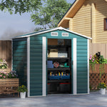 7 X 4ft Metal Garden Shed W/ Double Doors Gloves | Green