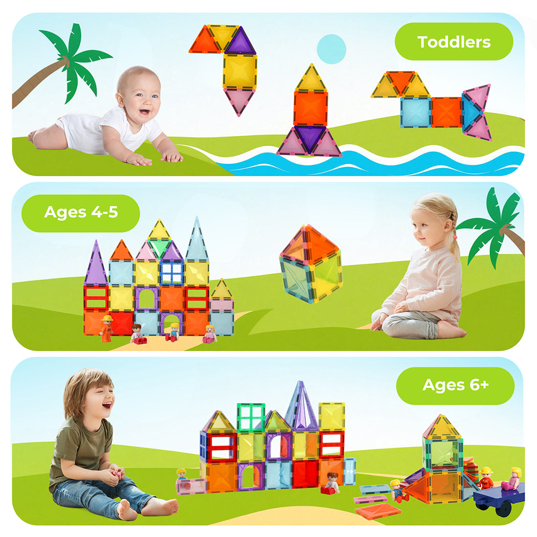 100pcs Magnetic Tiles Building Blocks Kids Educational Construction Toys | Multi Colour