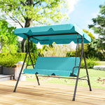 Outdoor 3-person Metal Porch Swing Chair Bench Canopy | Blue