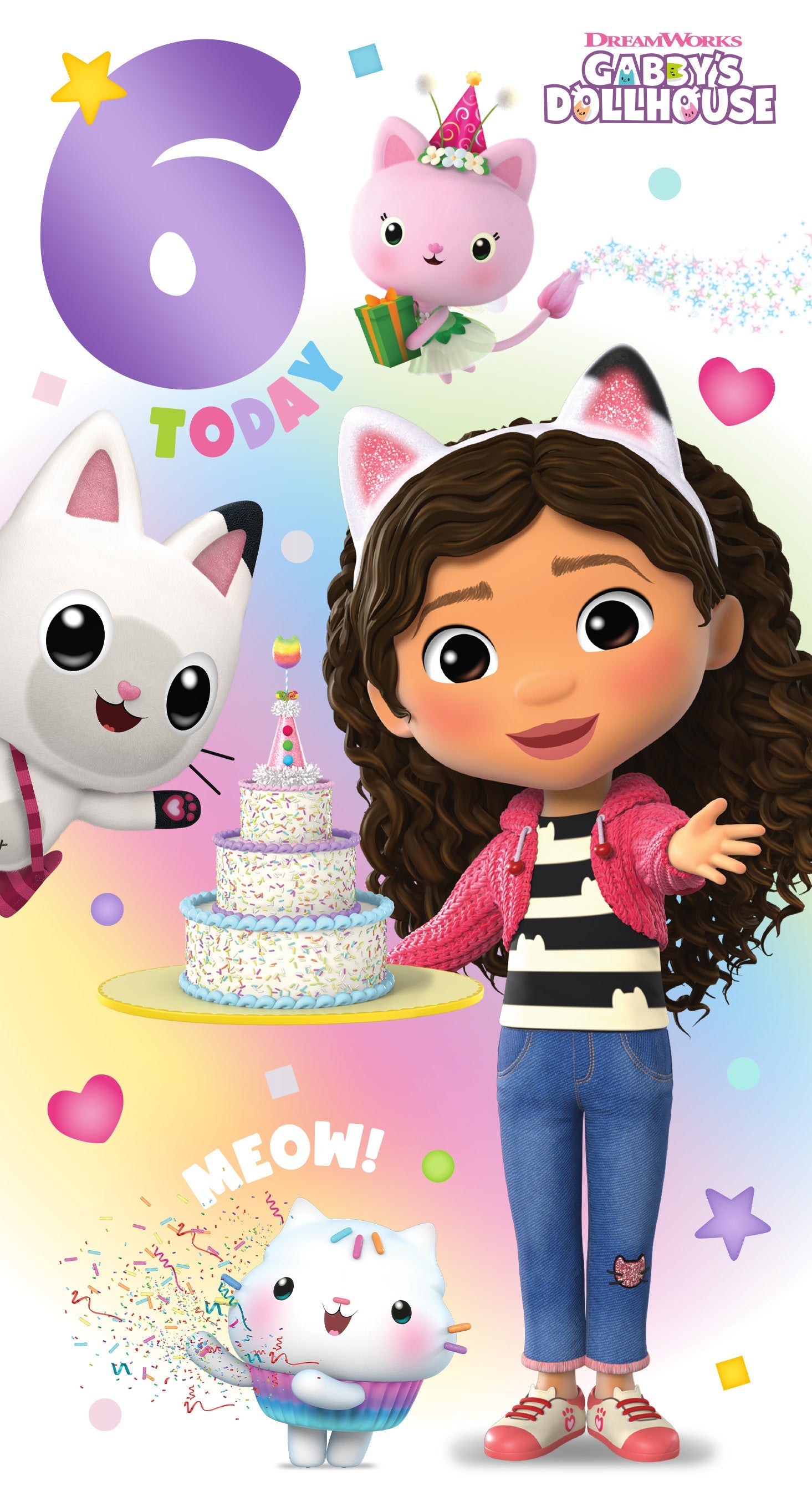 Gabby's Dollhouse Age 6 Birthday Card Official Product