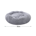 Dia 50cm Calming Donut Plush Dog Cuddler Bed Round Dog Bed | Small | Light Grey