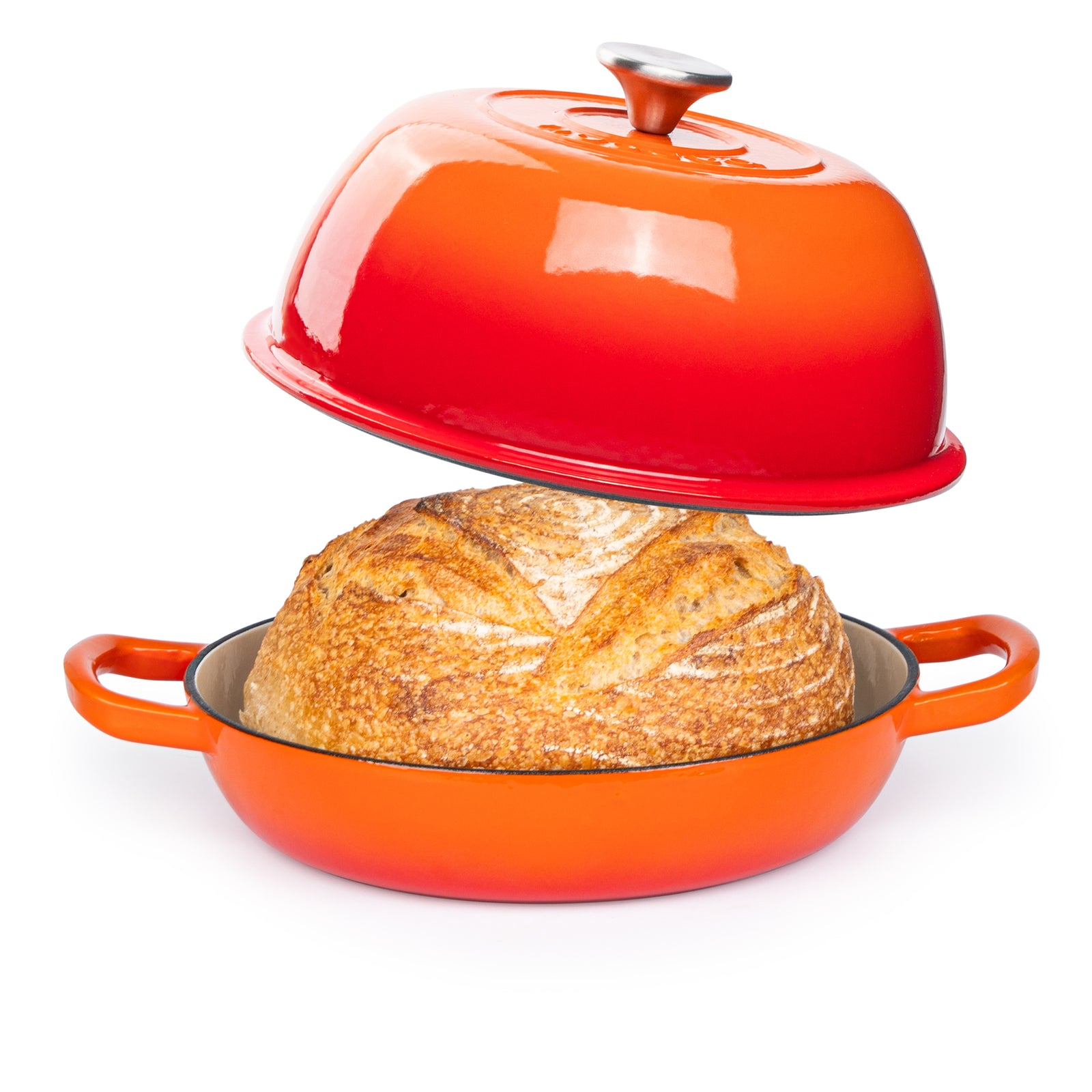 Enamelled Cast Iron Dutch Oven Bread Pot, 22cm (5.6l) | Orange