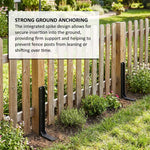 Metal Fence Post Repair Ground Anchor Stakes | Set-of-4 | Black