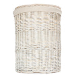 White Oatmeal Cotton Lined Round White Wash Laundry Basket | Small | White