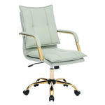 Modern Pu Leather Office Chair With Armrests, Gas Lift Height Adjustment | Light Green