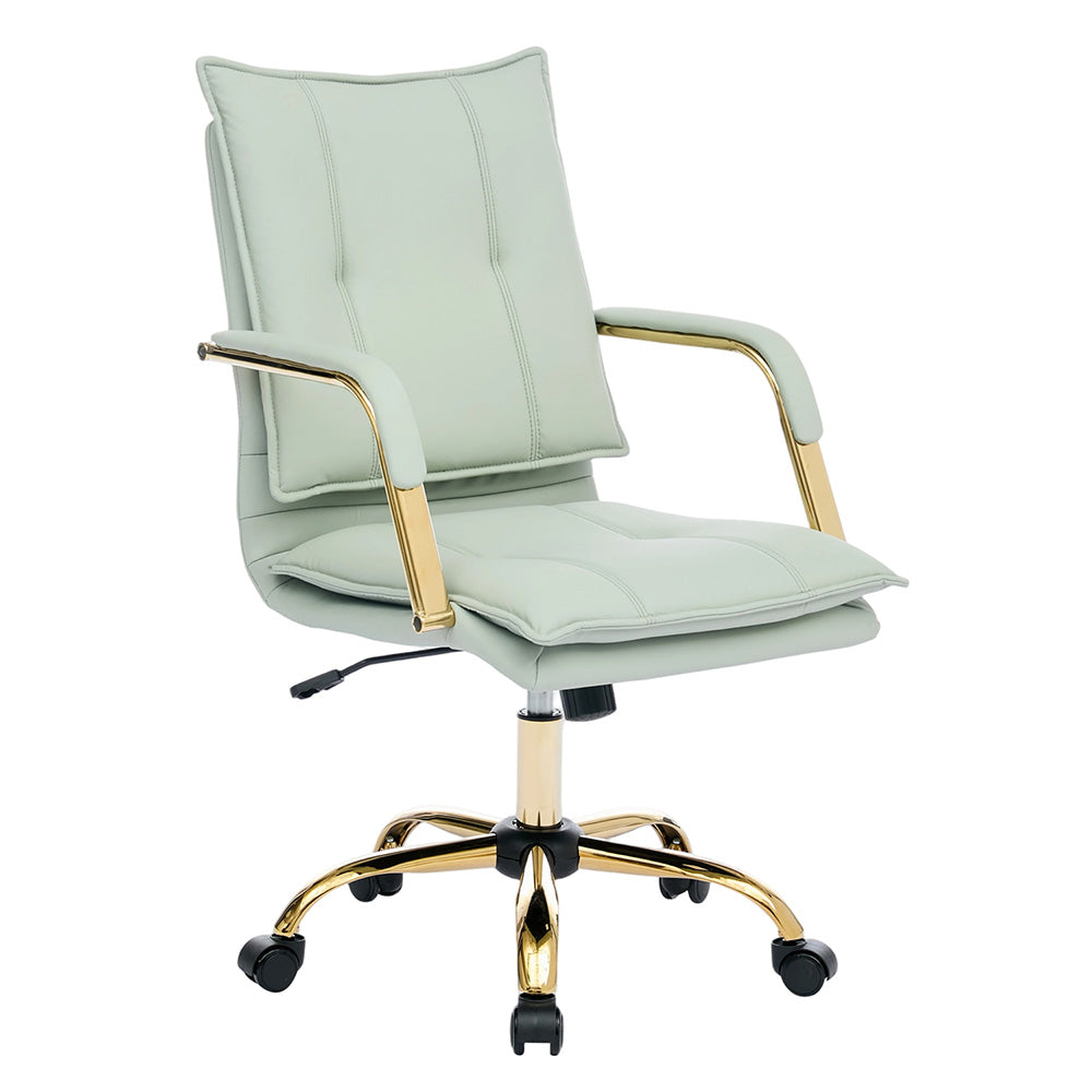 Modern Pu Leather Office Chair With Armrests, Gas Lift Height Adjustment | Light Green