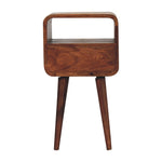 Mini Honey Caramel Curved Bedside With Open Slot