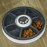 Pet Feeder W/ Digital Timer Six-meal Food Dispenser Trays White