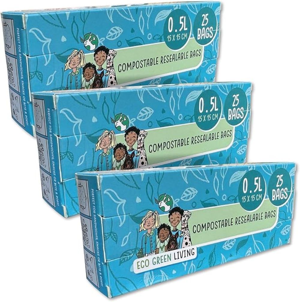 Compostable Resealable Zip Lock Bags Small  0.5 Litre | Set of 3 | White