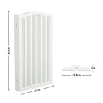 Foldable Freestanding 3/4-panel Arched Pet Gate, Indoor Safety Barrier For Doorways, Halls & Staircases | Large | White