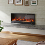 Modern Electric Fireplace – 12 Flame Colors, 6 Brightness Levels, Smart App & Remote Control, High-carbon Steel Housing | Small | Black