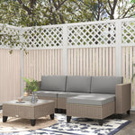Rattan Garden Furniture Set W/ Corner Sofa, Table, Cushion | Brown