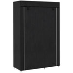 Fabric Wardrobe W/ Shelves Hanging Rail Foldable Closets | Black