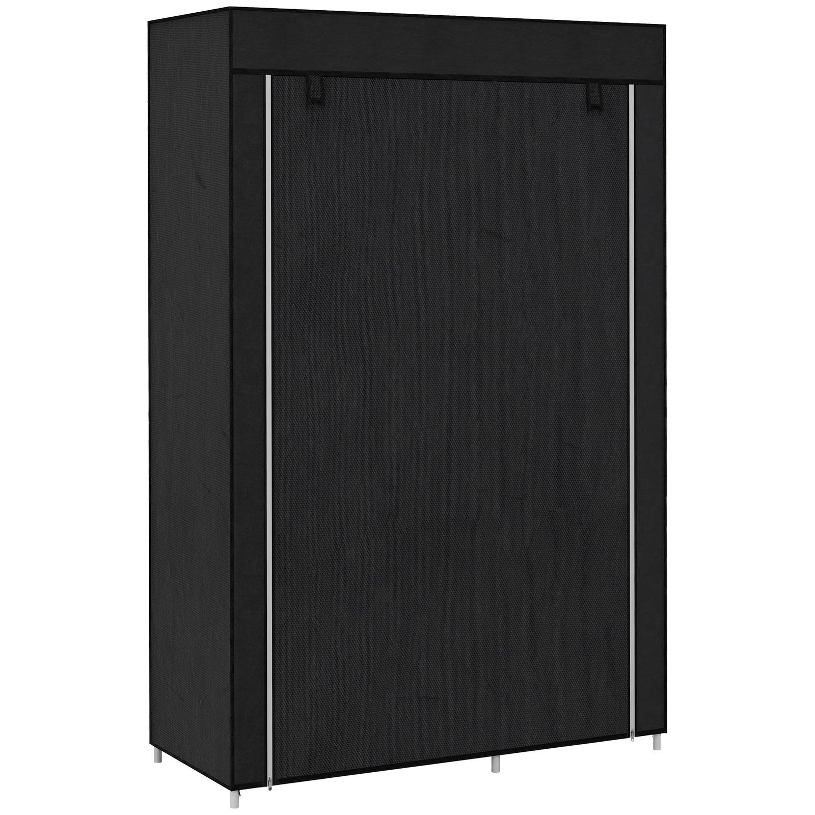 Fabric Wardrobe W/ Shelves Hanging Rail Foldable Closets | Black