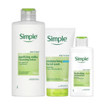 Simple Moisturiser Face Wash & Cleansing Lotion Sensitive Skin Bundle