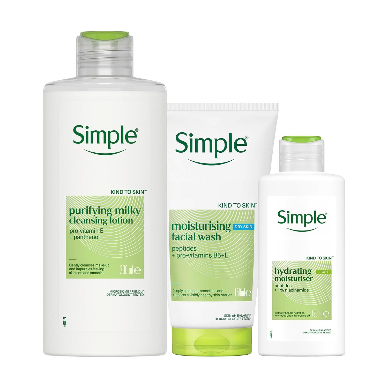Simple Moisturiser Face Wash & Cleansing Lotion Sensitive Skin Bundle