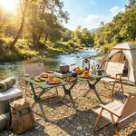 4ft Folding Camping Table, Picnic Table With Roll Up Top | Green