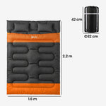 Double Sleeping Bag With 2 Pillows, 220 X 160cm Sleeping Bag | Orange & Black
