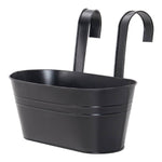 Living and Home 4-pack Oval Metal Railing Planters With Hooks Hanging Flower Pots For Fence Or Balcony