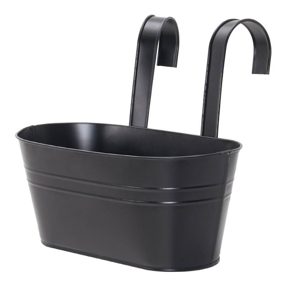 Living and Home 4-pack Oval Metal Railing Planters With Hooks Hanging Flower Pots For Fence Or Balcony