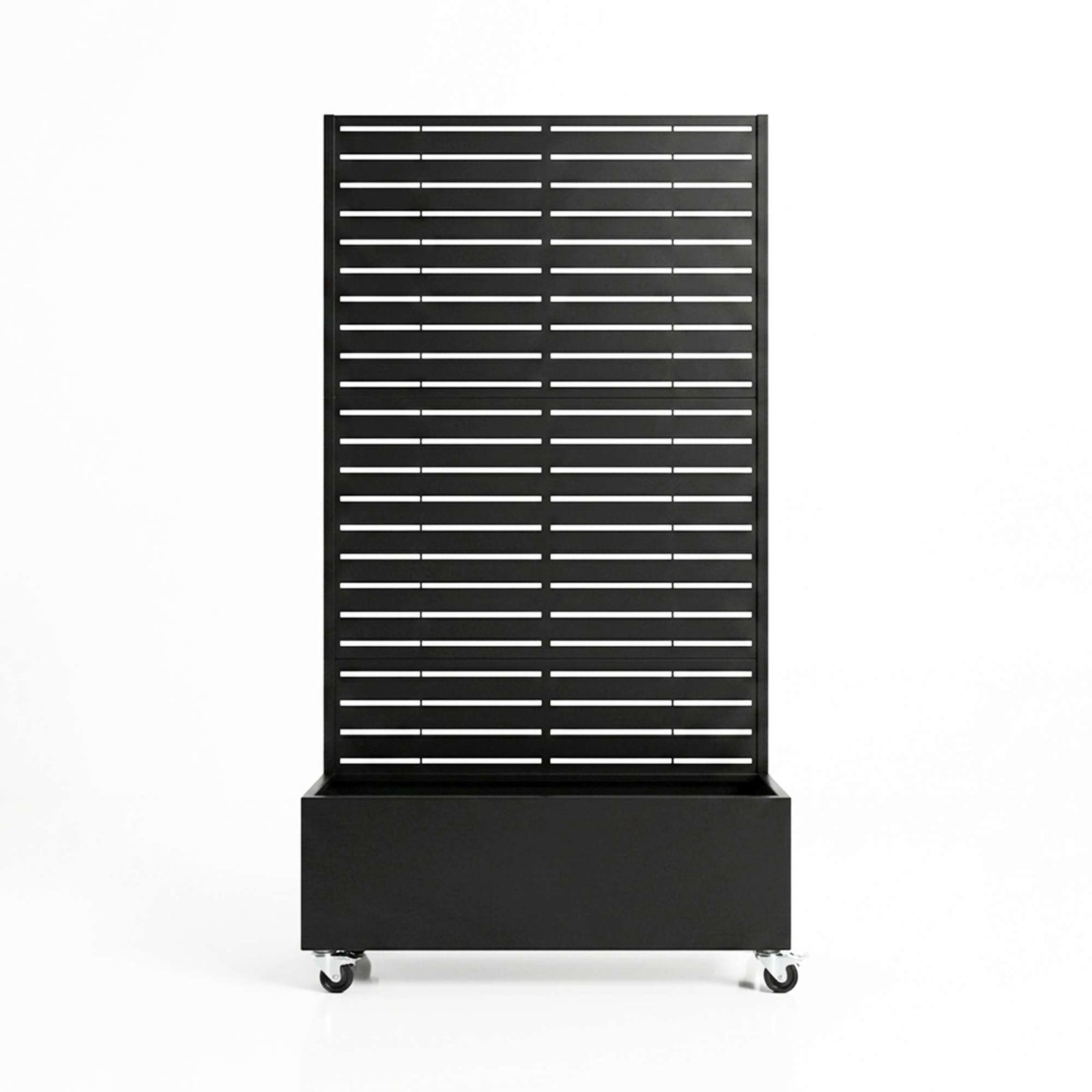 Metal Privacy Screen With Plant Pot - Slat | Black