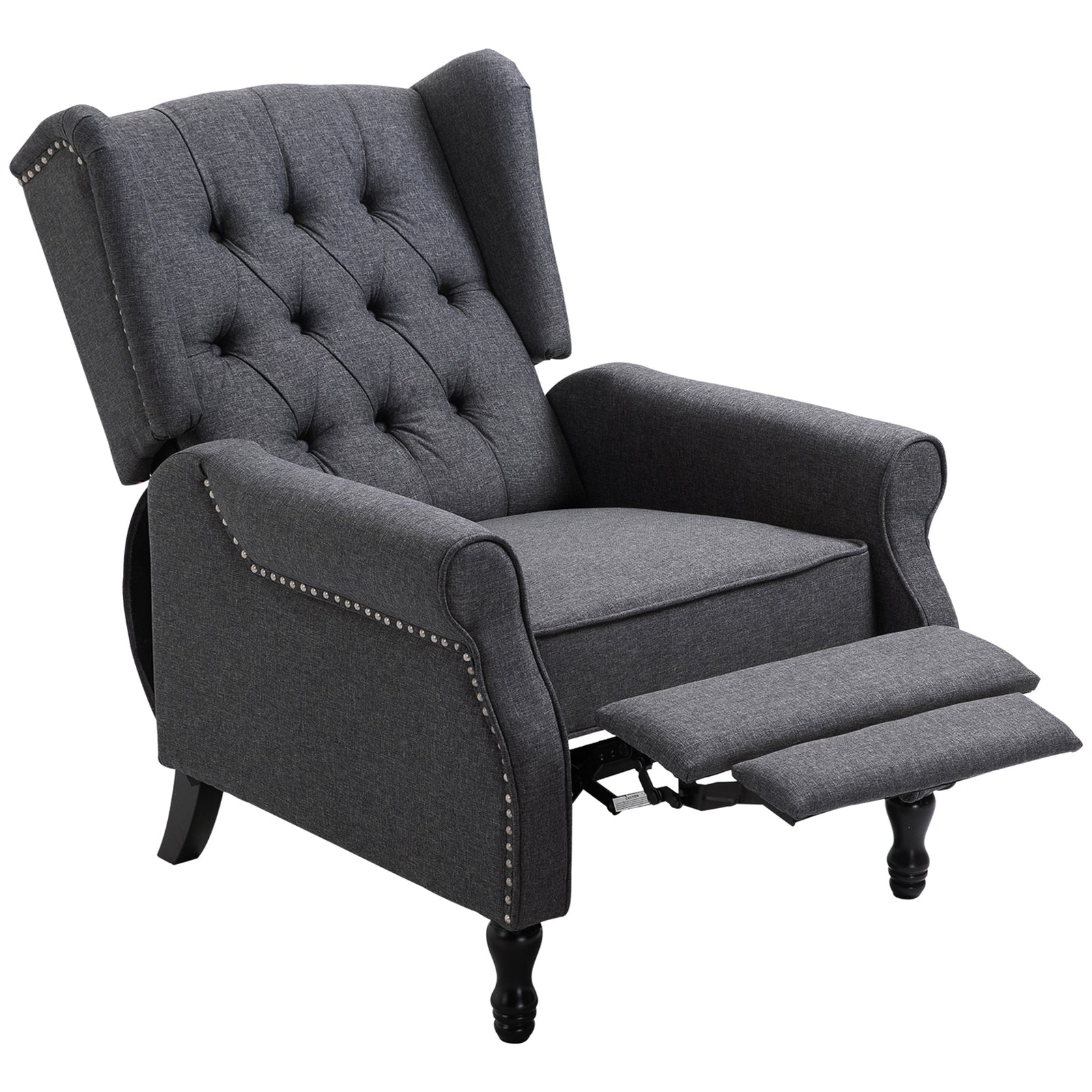 Manual Reclining Armchair W/ Footrest | Dark Grey