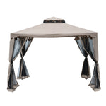 3 X 3 M Metal Gazebo Garden Outdoor 2-tier Roof Marquee | Brown