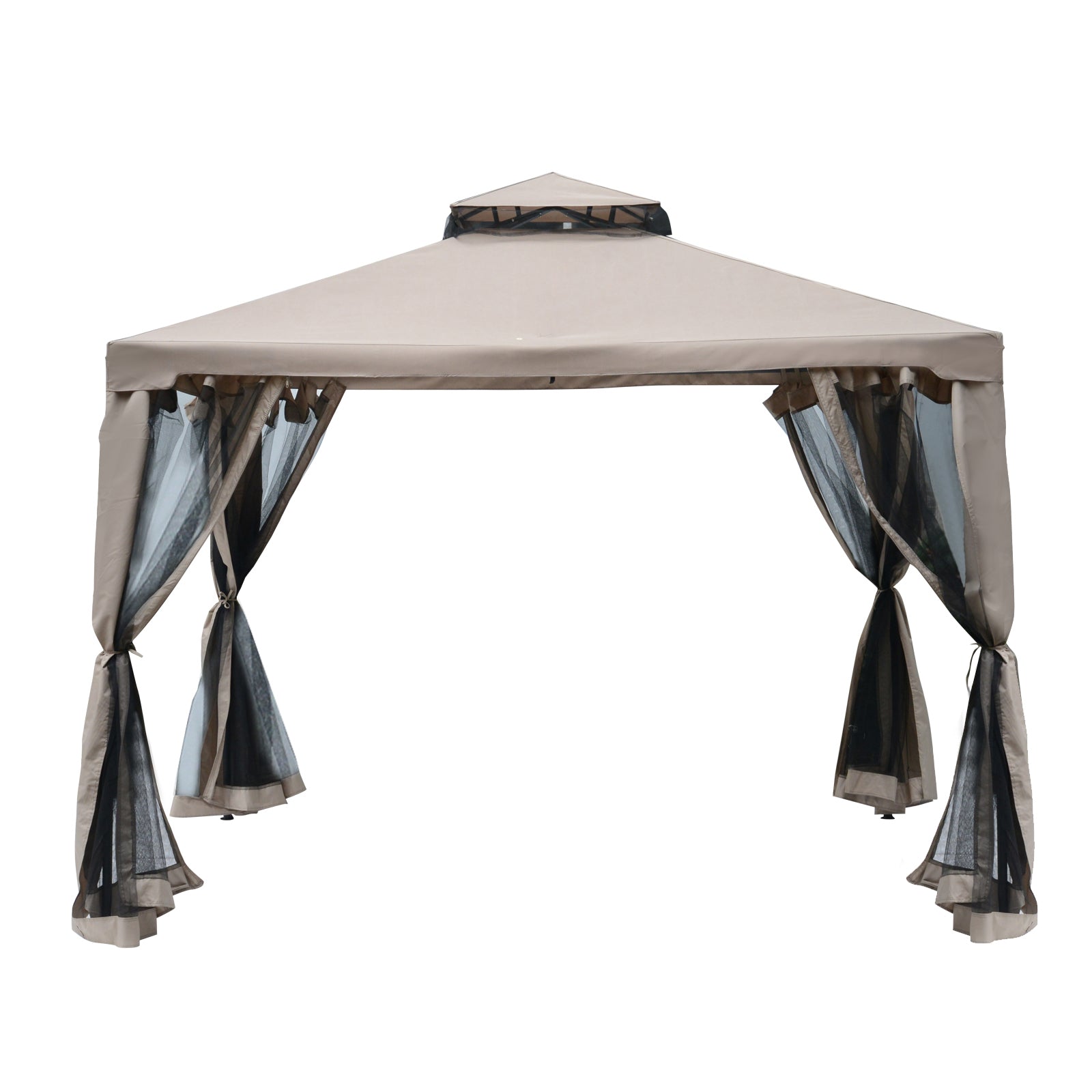 3 X 3 M Metal Gazebo Garden Outdoor 2-tier Roof Marquee | Brown