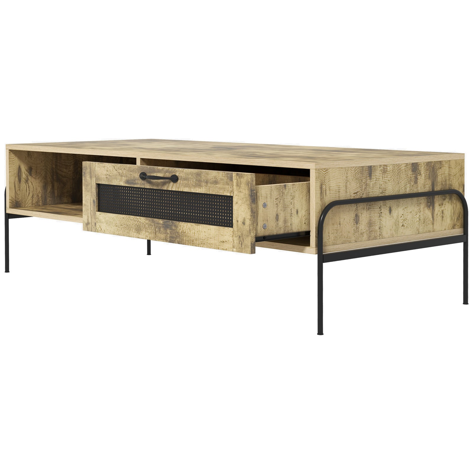 HOMCOM Industrial Coffee Table With Drawer