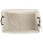 Wicker Shallow Lined Antique Wash Storage Basket | Medium | White