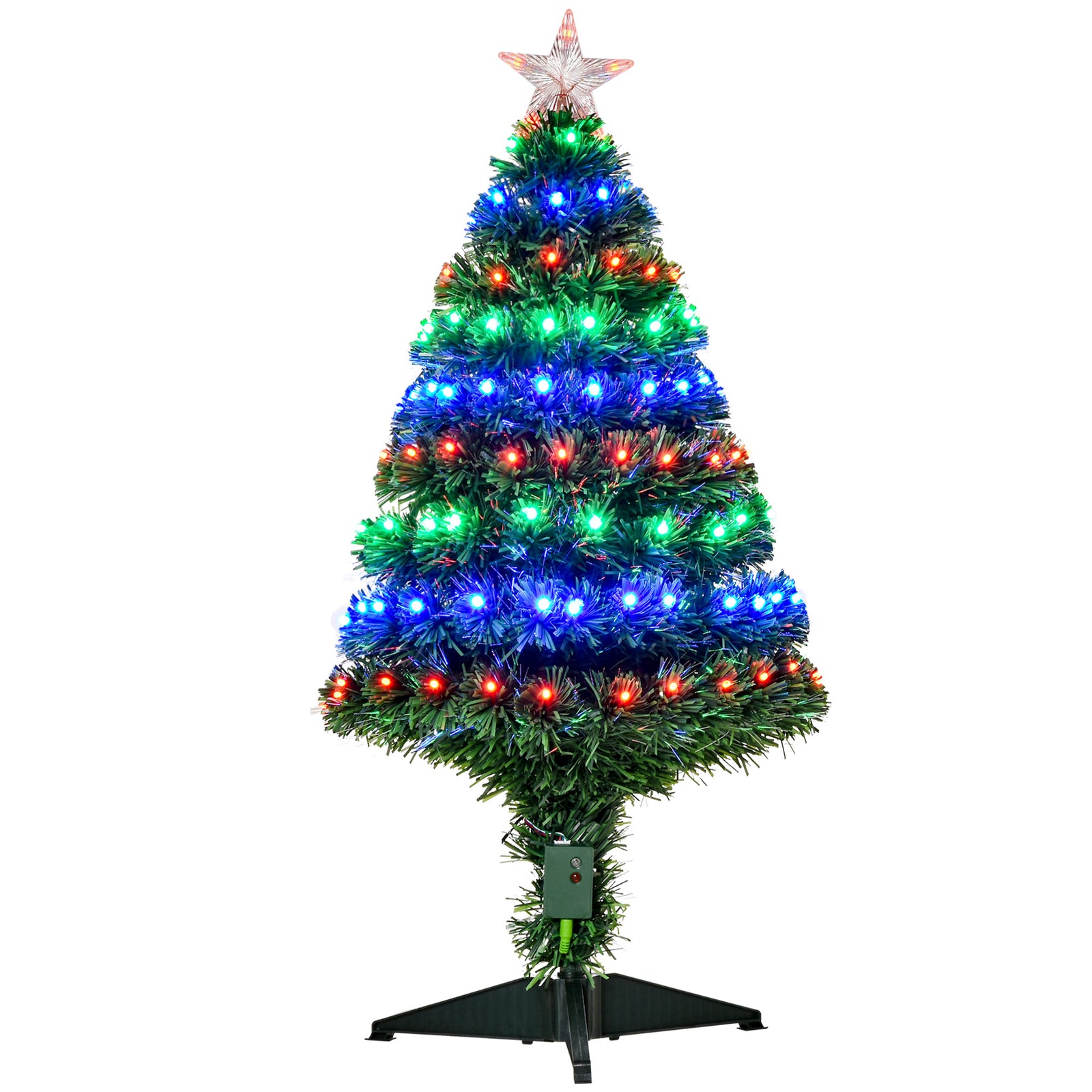3ft Prelit Artificial Christmas Tree Fiber Optic Xmas Decoration, Green | 3ft | Green