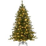 6ft Artificial Christmas Tree With Warm White Led Light, Metal Base