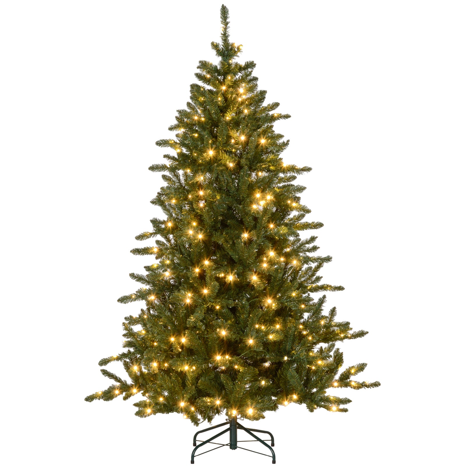 6ft Artificial Christmas Tree With Warm White Led Light, Metal Base