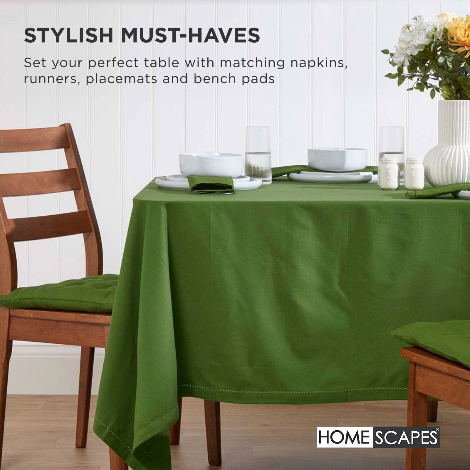 100% Cotton Seat Pads Plain Chair Cushions For Dining Room, Kitchen, Or Outdoor Garden Use | Set-of-4 | Dark Olive
