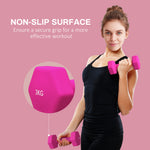3kg Set Of 2 Dumbbells Hexagonal Weights Pair | Pink