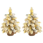 1.5ft Mini Artificial Christmas Trees, Flocked, Set Of 2
