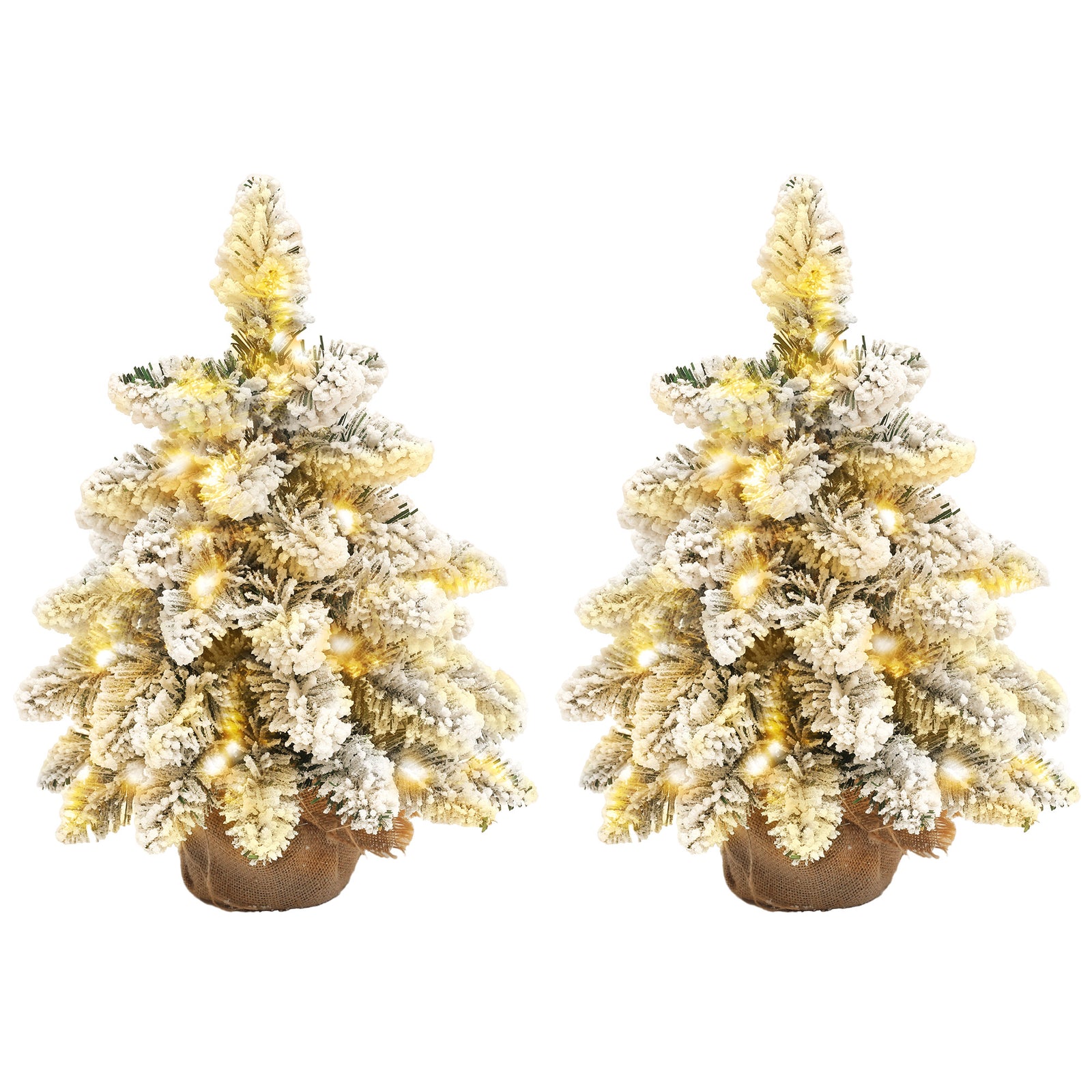 1.5ft Mini Artificial Christmas Trees, Flocked, Set Of 2