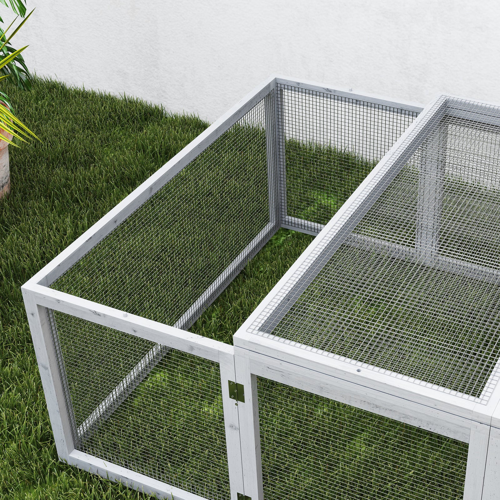 New Rabbit Hutch Cage With Run And Play Space For Outdoor, Grey