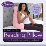 Luxurious Xl Reading Pillow Detachable Headrest, Soft Ribbed Faux Fur, Memory Foam Cuddle Cuddle Cushion Backrest | XL | Pink