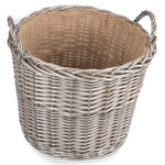 Wicker Antique Wash Finish Lined Log Basket | Extra Large | Brown