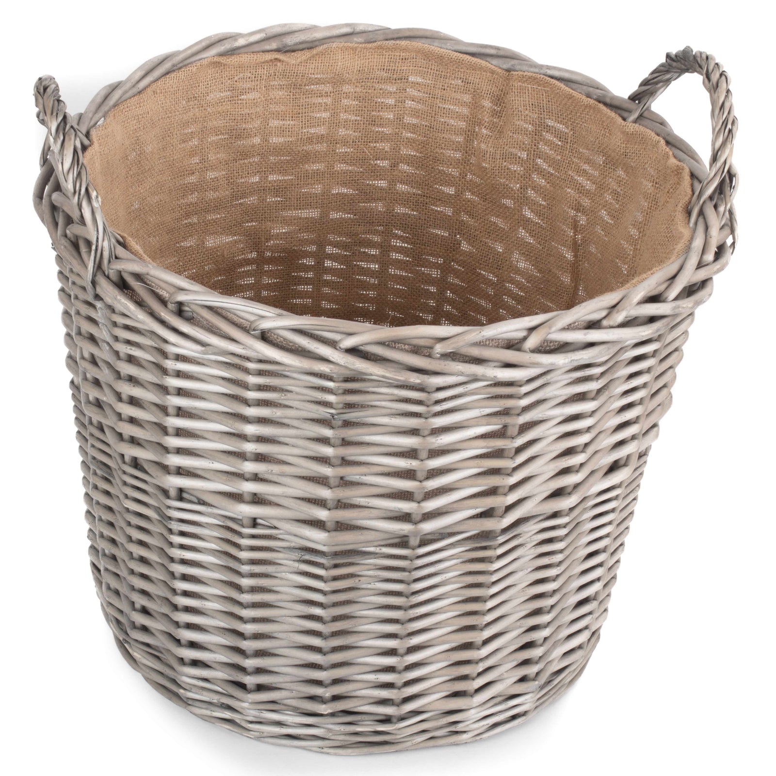 Wicker Antique Wash Finish Lined Log Basket | Extra Large | Brown