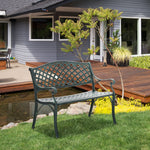 Cast Aluminium Garden Bench 2 Seater Antique Park Loveseat | Green
