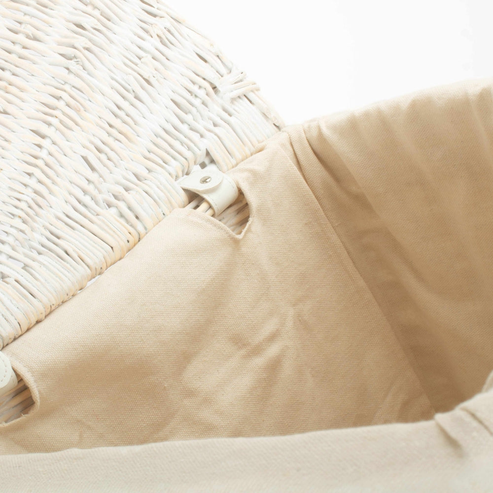 White Oatmeal Cotton Lined Corner White Wash Laundry Baskets | Small | White