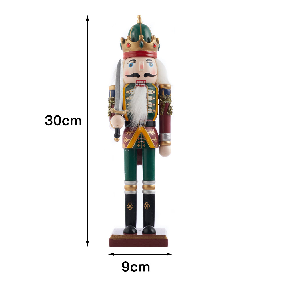Wooden Nutcracker Soldier Figurine Christmas Ornament With Sword