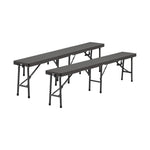Set Of 2 Rattan Plastic Outdoor Folding Bench Black/brown | One Size | Black
