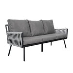 4-piece Garden Furniture Set With Sofa, 2 Armchairs & Table, Galvanised Steel Frame, Rope Weave Design, Weather-resistant Cushions | Grey