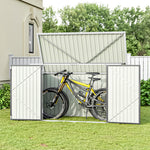 Garden Storage Shed Bike Metal Pent Tool Shed House Galvanized Steel Can Put 3-4 Bicycles (d105x W210x H130cm) | Grey